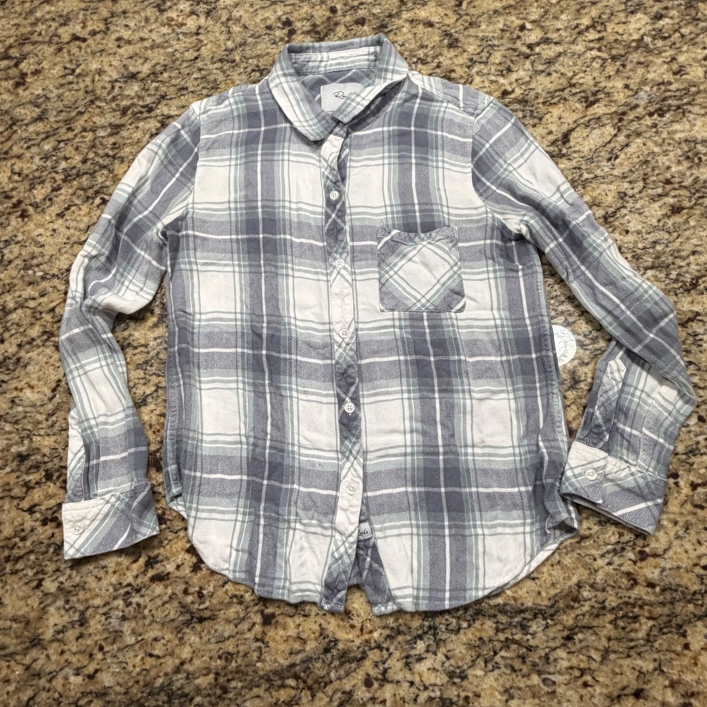 Rails Hunter Plaid Button Down Shirt Grey White Long Sleeve Women Small ws